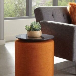 Mesa Lateral Estilo Moderno Color Naranja Convierte Taburete