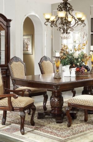 Mesa De Comedor Elegante De Madera, Estilo Carlos Xv