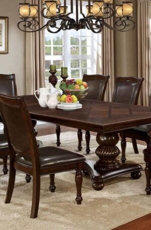 Comedor Clásico De Madera Con 8 Sillas, Mesa Expansible