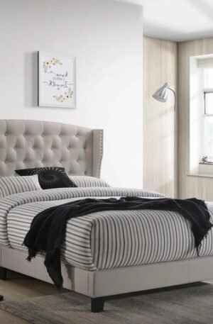 recamara Rosemary - Gris Capitonada Contemporánea