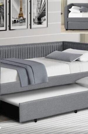 CAMA CANGURO TAPICERÍA PLISADA GRIS