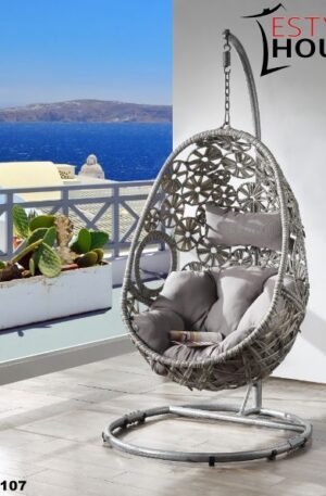 SILLA COLGANTE PARA JARDÍN SIGAR EN TAPIZADO POLIÉSTER GRIS