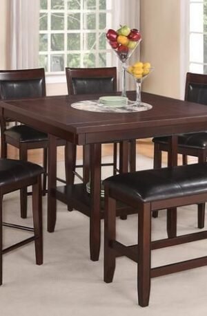 JUEGO DE COMEDOR ALTO 6 PIEZAS DE MADERA CON LACY SUSAN