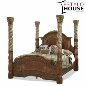 CAMA KING COLECCIÓN VILLA VALENCIA CON DOSEL COLUMNAS EN MÁRMOL