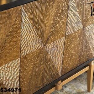 GABINETE ARMARIO DECORATIVO SUNRACE DE MADERA ACABADO MARRÓN Y ORO ANTIGUO