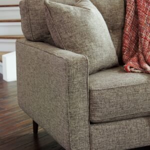 SALA SOFÁ Y LOVE SEAT DAHRA TAPIZADO EN POLIÉSTER Y CHENILLA CON PATAS DE MADERA