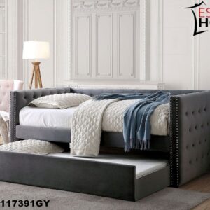 CAMA CANGURO DAYBED INDIVIDUAL CAPITONADO EN GRIS