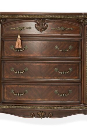 ELEGANTE BUFETERO CLÁSICO CON CUBIERTA DE MÁRMOL ACABDO COGNAC