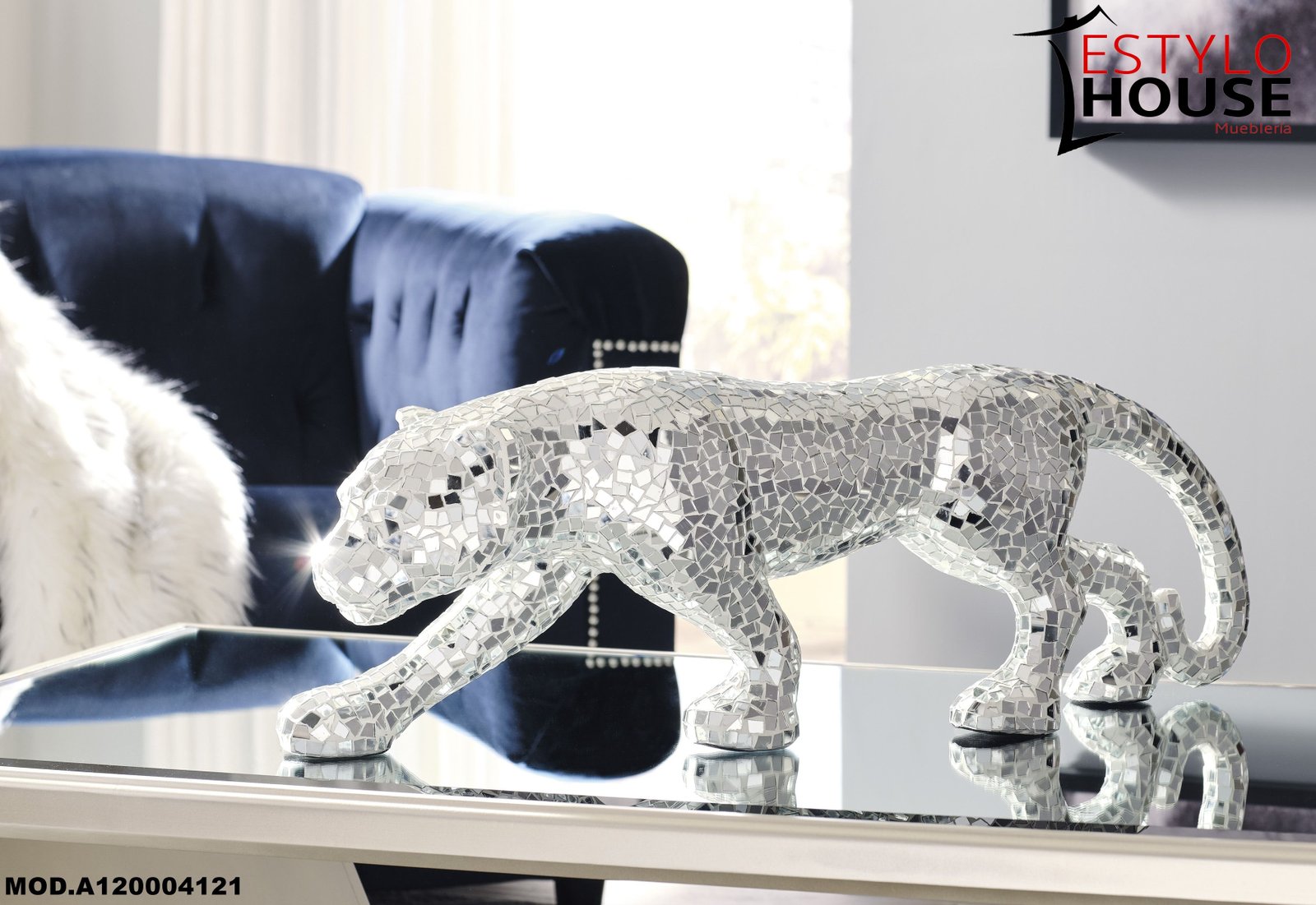 ACCESORIO CONTEMPORÁNEO EXÓTICO DRICE ESCULTURA PUMA DE ESPEJO