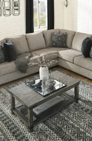 SALA SECCIONAL CONTEMPORÁNEA TAPIZADA EN FELPILLA TEXTURIZADA Y POLÍESTER