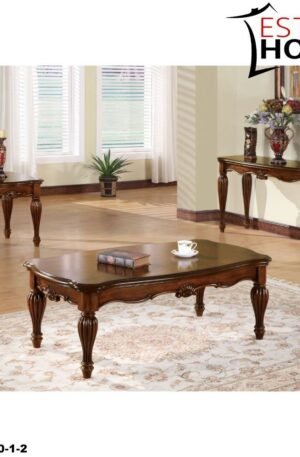 SOFISTICADO JUEGO DE MESAS DREENA CON DETALLES TALLADOS Y ACABDO CHERRY