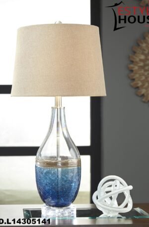 LÁMPARA DE MESA JOHANNA ESTILO NÁUTICO ARTÍSTICO BASE DE CRISTAL