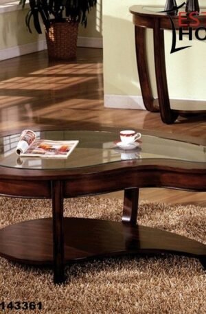 JUEGO DE MESAS CONTEMPORANEAS CON VIDRIO BISELADO ACABADO CEREZO OSCURO