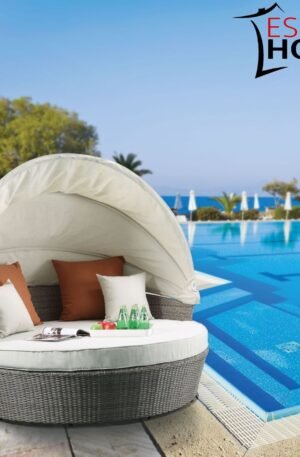 OTTOMAN EN MIMBRE DE EXTERIOR CON TOLDO COLECCIÓN SALENA