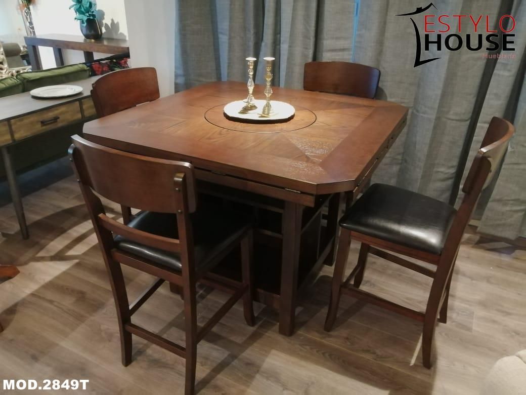 COMEDOR CUADRADO REDONDO COLOR ESPRESSO DE 4 - 6 SILLAS