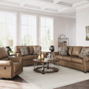 Sofá y Loveseat Shadsburne con Tapicería Tipo Piel y Detalles Clásicos